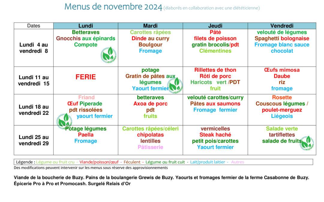 Cantine scolaire : nouveau menu