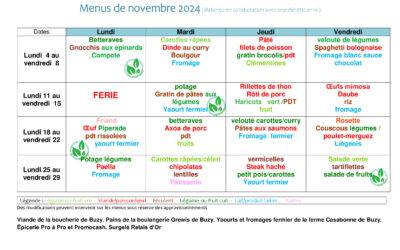 Cantine scolaire : nouveau menu