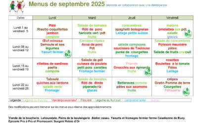 Menus cantine scolaire