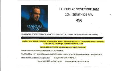 Aînés Ruraux Buz&rsquo;Aînés : sortie concert Garou