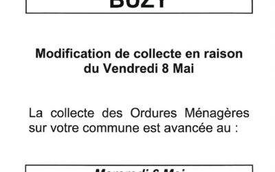 Modification de la collecte des ordures ménagères du 08 mai