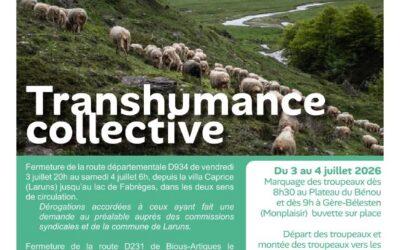 3 et 4 juillet : transhumance collective et fermeture de routes
